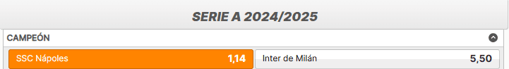 Cuota campeon Serie A